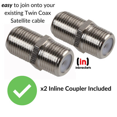 Sky Cable Extension Twin Coax F Plugs Q Satellite Coaxial Lead Shotgun DIY Kit White 8 Metres - 4