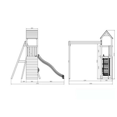 Sky High Hideout Wooden Climbing Frame with Double Swing & Slide - 4
