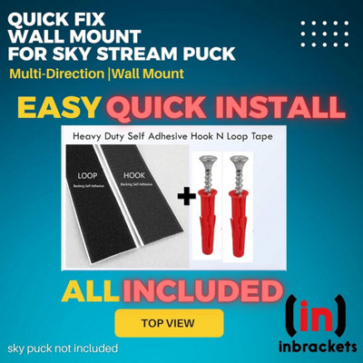 Sky Stream Puck Box Wall Mount  Multi Direction Bracket Easy Screwless Quick Install for Sky Stream Puck Wall Mount UK Made - 9