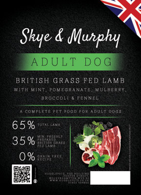 Skye & Murphy Dog Food Superfood 65 British Grass Fed Lamb Adult Dog - 12kg