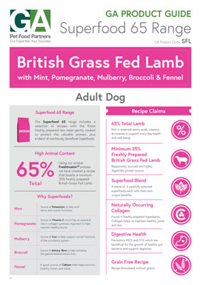 Skye & Murphy Dog Food Superfood 65 British Grass Fed Lamb Adult Dog - 12kg