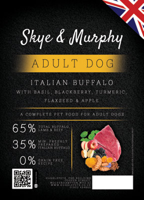 Skye & Murphy Dog Food Superfood 65 Italian Buffalo Adult Dog - 12kg