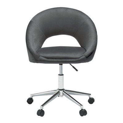Skylar Grey Office Chair Luxe Velvet Comfort with Sleek Chrome Legs- W 63.5 x L 54 x H 93 cm