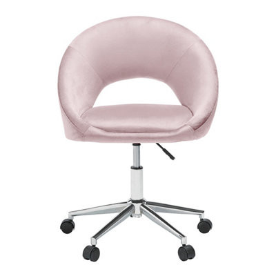 Skylar Pink Office Chair - Luxe Velvet Elegance with Sleek Chrome Legs