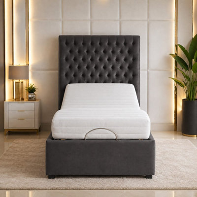 Skyline Electric Adjustable Mobility Bed With Mattress and Headboard Grey