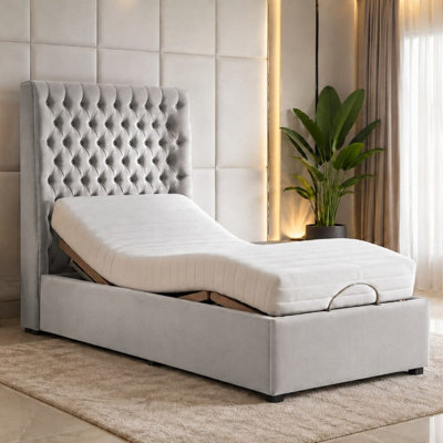 Skyline Electric Adjustable Mobility Bed With Mattress and Headboard Silver