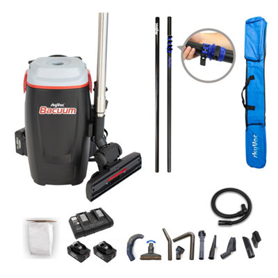 SkyVac Bacuum High-Level Back-Pack Vacuum Battery Powered 8.5M Telescopic Pole Package