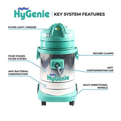 SkyVac Hygenie Internal Cleaning Vacuum, Hygienic Cleaning System. 8.5M Telescopic Pole Package.