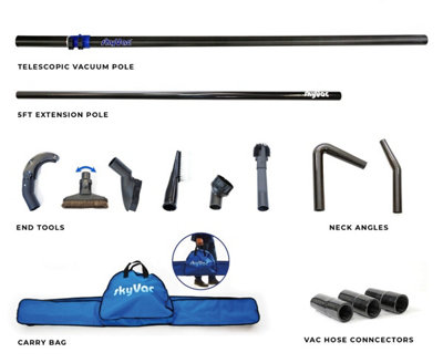 SkyVac Telescopic Vaccum Pole HighReach Dusting Kit 5.5M Telescopic