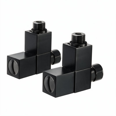 Slade 500 x 1600mm Black Heated Towel Rail & Matching Radiator Valves ...