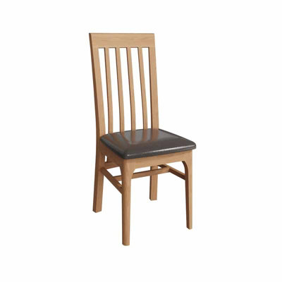 Slat Back Chair - Plywood/Pine/MDF - L42.5 x W52 x H105 cm - Light Oak