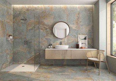 Slate Cumbrian Pearl Matt 600mm x 600mm Porcelain Wall & Floor Tiles (Pack of 4 w/ Coverage of 1.44m2)