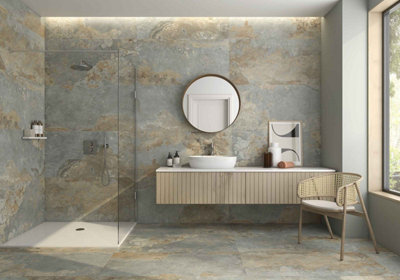 Slate Cumbrian Pearl XL 600mm x 1200mm Porcelain Wall & Floor Tiles (Pack of 2 w/ Coverage of 1.44m2) Price Comparisons | Compare The Build