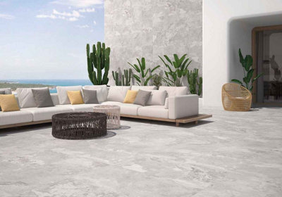 Slate Cumbrian White Matt 600mm x 600mm Porcelain Wall & Floor Tiles (Pack of 4 w/ Coverage of 1.44m2)