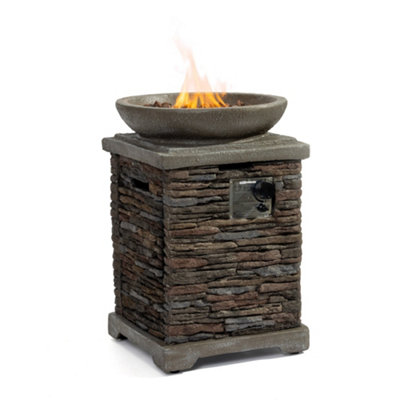 Slate Effect Fire Pit With Cover - Outdoor Heating