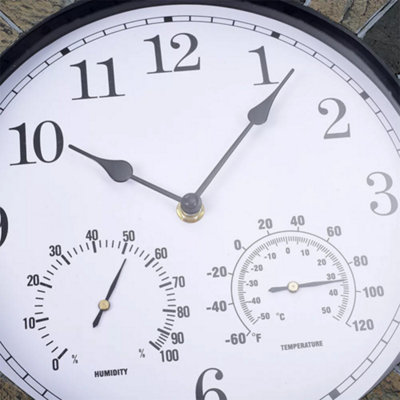 Slate Effect Hanging Wall Clock with Thermometer - 4