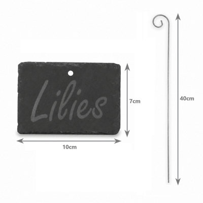 Slate Garden Hanging Labels & Chalk Pack of 10 Reusable Plant Markers ...