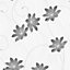 Slate Glitter Floral Wallpaper Textured Metallic Black Flower Leaf Blown Vinyl