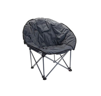 Slate Grey Adult Bucket Camping Chair Padded High Back Folding