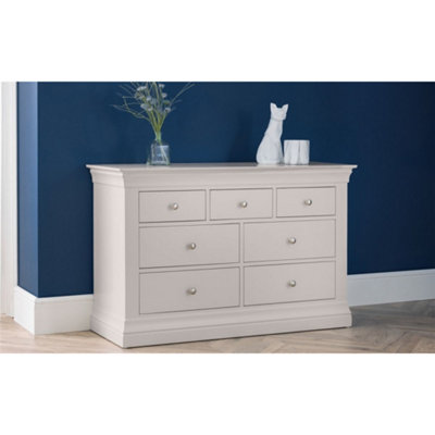 Grey fabric chest on sale of drawers