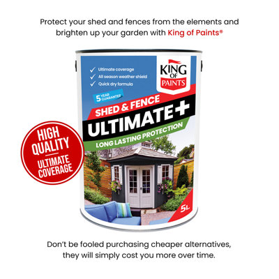 Slate Grey King of Paints One Coat Fence and Shed Paint 5 Litres