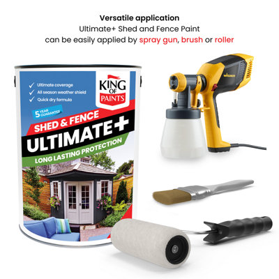 Slate Grey King of Paints One Coat Fence and Shed Paint 5 Litres