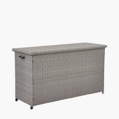Slate Grey Large Rattan Storage Box Rectangular Cushion Box