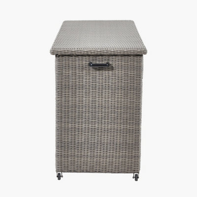 Slate Grey Large Rattan Storage Box Rectangular Cushion Box