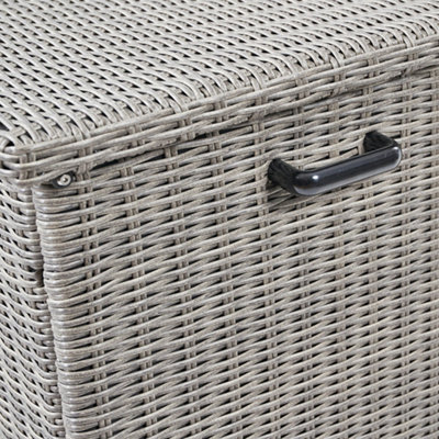Slate Grey Large Rattan Storage Box Rectangular Cushion Box