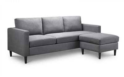 Slate Grey Linen Corner Sofa - 3 Seater