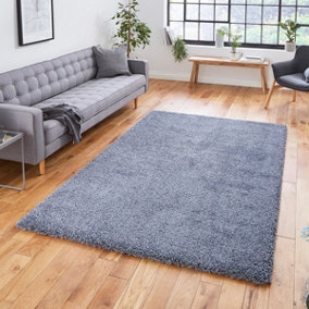 Slate Grey Plain Shaggy Easy to Clean Modern Polypropylene Rug for Living Room Bedroom and Dining Room-120cm X 170cm