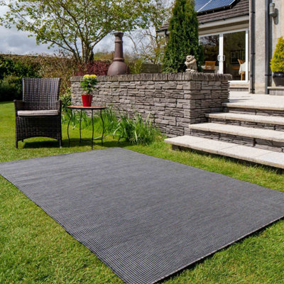 Slate Grey Soft Plastic Value Indoor Outdoor Weatherproof Washable Area Rug 117x170cm