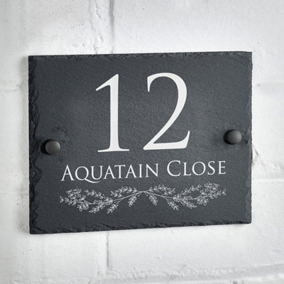 Slate Home Décor Plaques & Signs Engraved Natural Slate House Door Sign Name Number Plaque 20cm X 1284126 - Foto 9