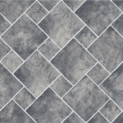 Slate Tile Vinyl by Remland (Dark Grey Slate, 1m x 2m)