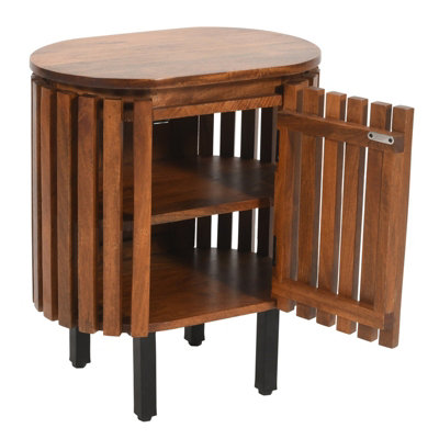 Slatted Bedside Table - Mango Wood - L35 x W50 x H58 cm