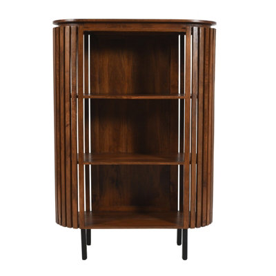 Slatted Medium High Bookcase - Mango Wood - L40 x W100 x H145 cm