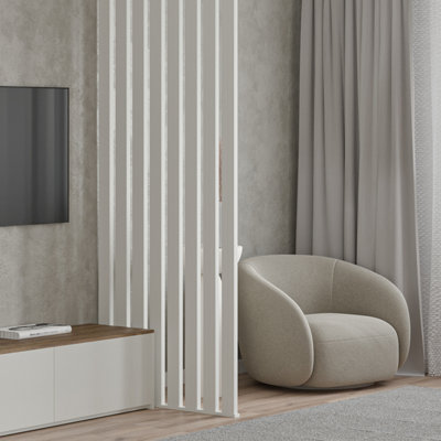 Slatted Room Divider Natural Oak White 2750mm x 40mm x 25mm 8