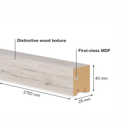 Slatted Room Divider - Natural Oak White - 2750mm x 40mm x 25mm - 8 Pack