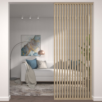 Slatted Room Divider Oak Natural 2750mm x 30mm x 18mm 16 Pack