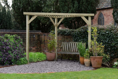 Slatted Wooden Garden  Corner Pergola