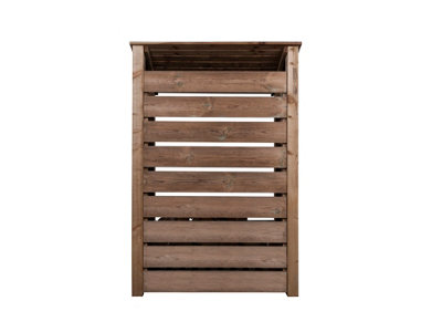 Slatted wooden log store W-119cm, H-180cm, D-88cm - brown finish