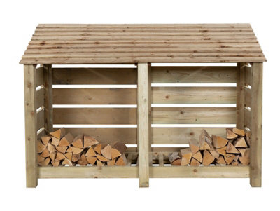 Slatted wooden log store W-187cm, H-126cm, D-88cm - natural (light green) finish