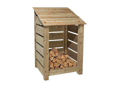 Slatted wooden log store W-79cm, H-126cm, D-88cm - natural (light green) finish