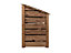 Slatted wooden log store with kindling shelf W-99cm, H-126cm, D-88cm - brown finish