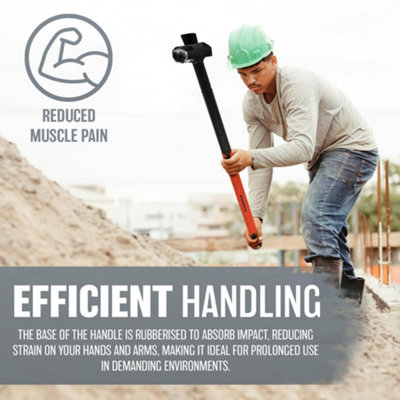 Sledge Hammer Long Handle Grip With Fibreglass Rubber Shaft Diy Hardware 8lb - 3