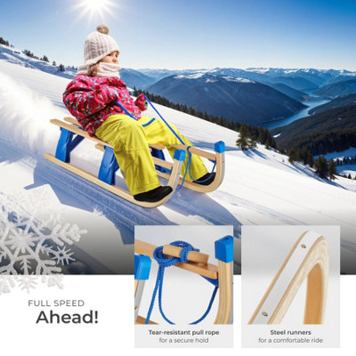 Sledge Jeffrey - foldable, with pull rope & snowball tongs, steel snow ...
