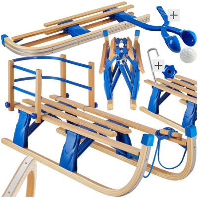 Sledge Vivian - wood slats, foldable, removable backrest and pull rope