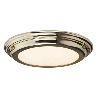 Sleek 1 Bulb Flush Light for Low Ceilings with Polished Brass Finish and 25W LED Bulb