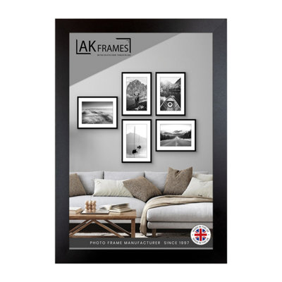 Sleek 10x7" Black Thin Modern Picture Frame - Slim and Design for Posters, Prints and Photos - Elegant Wall Frame Decor