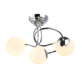 Sleek and Modern Chrome Plated IP44 Bathroom Ceiling Lamp with Opal Glass Heads
